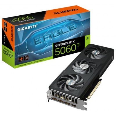 GIGABYTE GeForce RTX 5060 Ti EAGLE MAX OC 16G Tarjeta Gráfica - 16GB GDDR7, 128bit, PCI-E 5.0, 2617MHz Frecuencia del núcleo, 3 x DP, 1 x HDMI, NVIDIA DLSS 4, GV-N506TEAGLEMAX OC-16GD (Espera 4 dias)